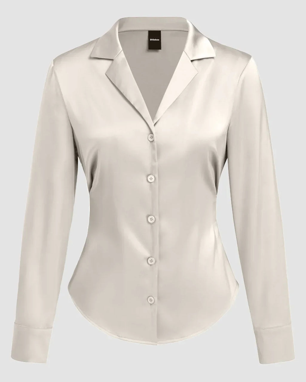 Satin Finish Front Button Collar Full Sleeve Shirt in Cream