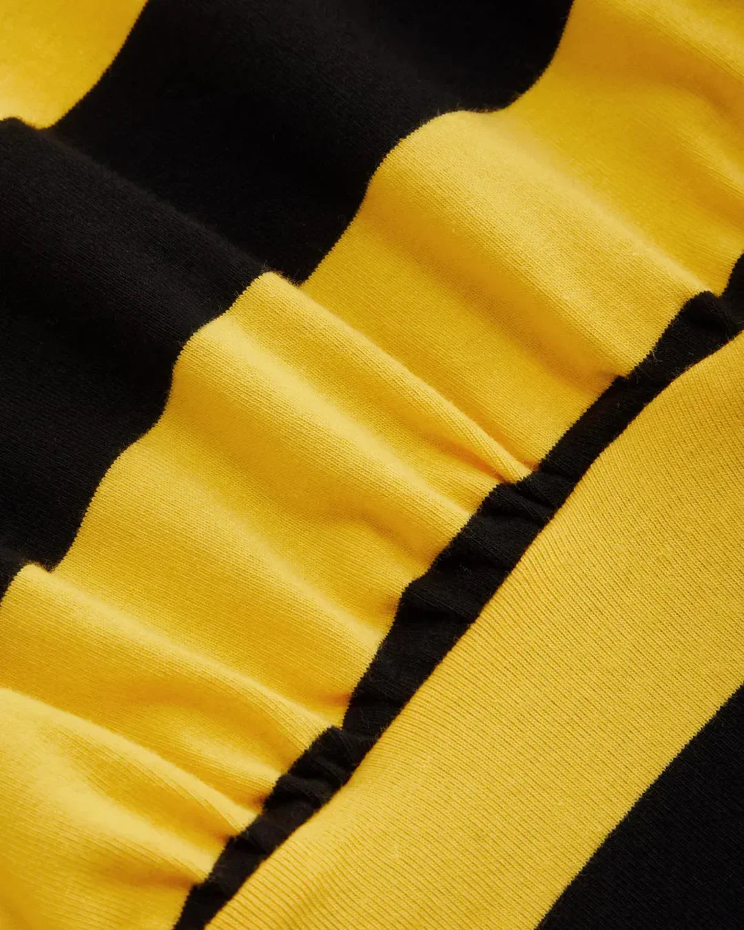 Yellow and Black Striped Cropped Collar T-Shirt