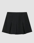 High-Waist Pleated A-Line Mini Skirt in Black