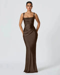 Sleeveless Fitted Maxi Dress in Brown