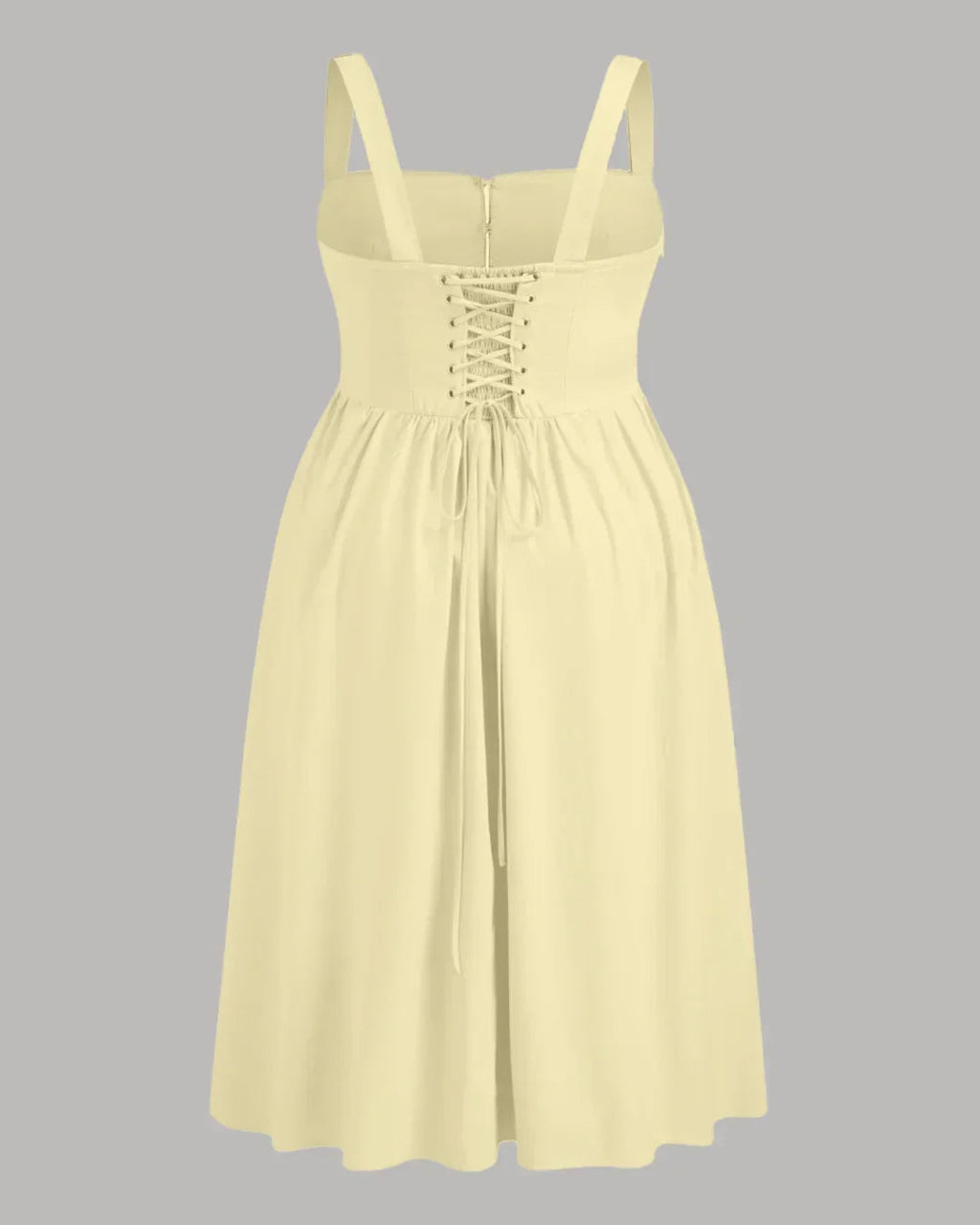 Square Neck Lace Up Ruffle Maxi Dress Curve & Plus in French Vanilla