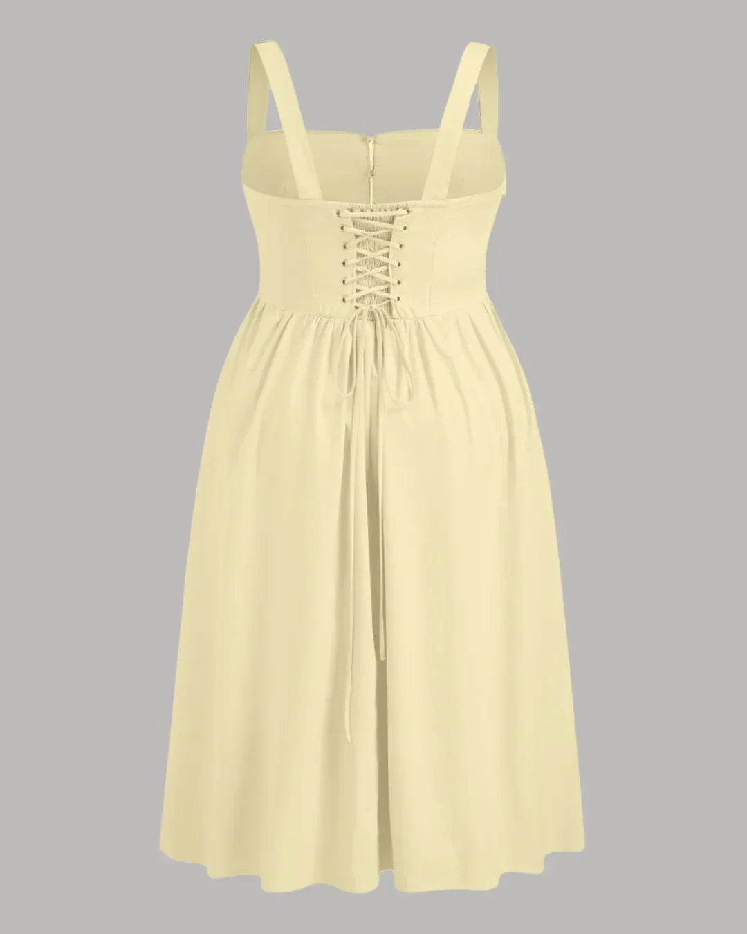 Square Neck Lace Up Ruffle Maxi Dress Curve & Plus in French Vanilla