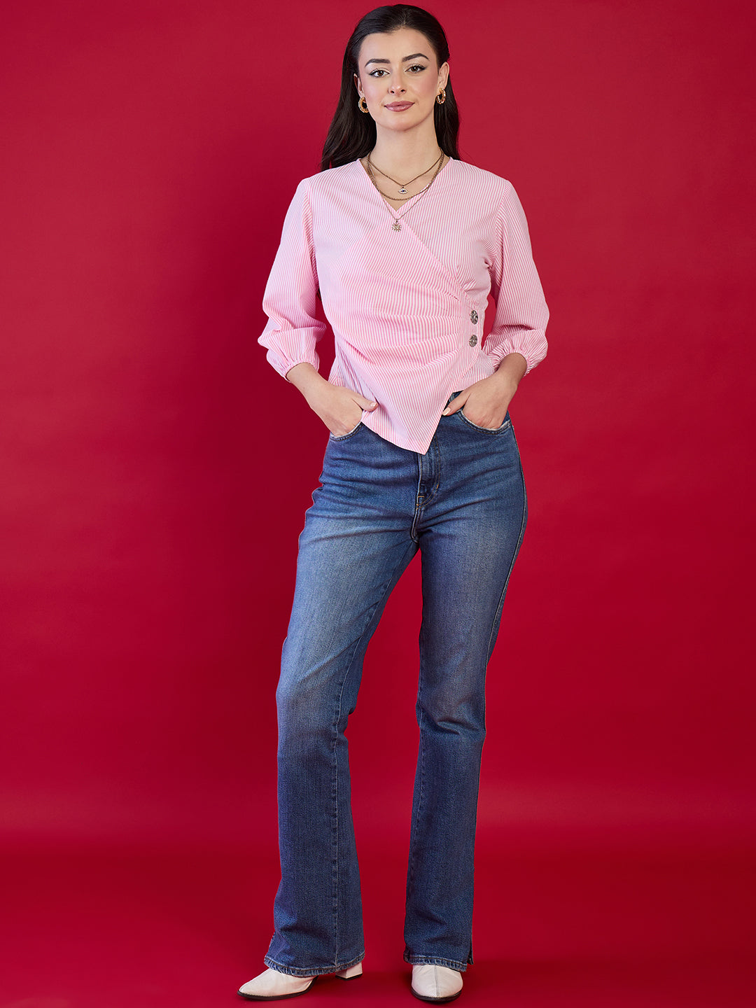 Wrap-Cinched Pure Cotton Top