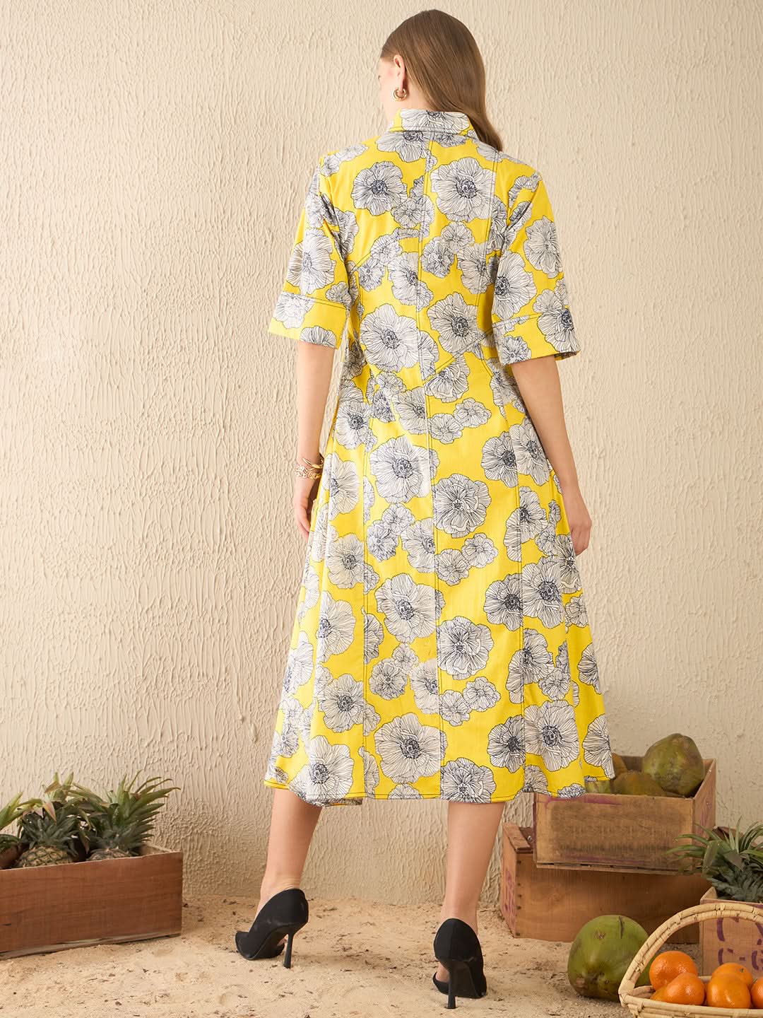 Buttoned Down Cotton Midi Dress