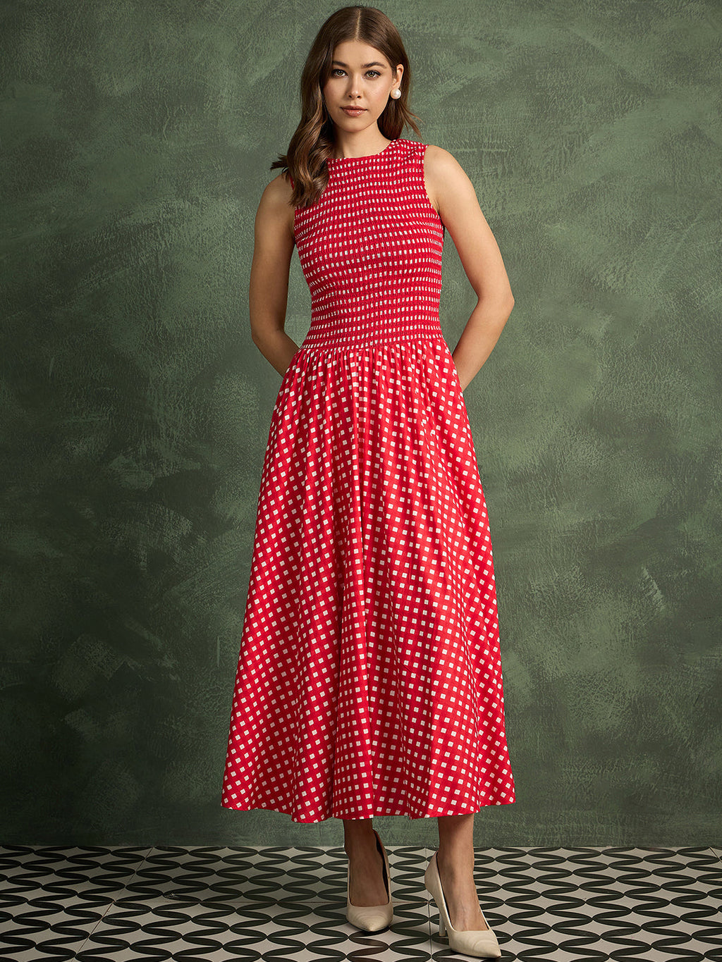 Pure Cotton Smocked Midi Dress