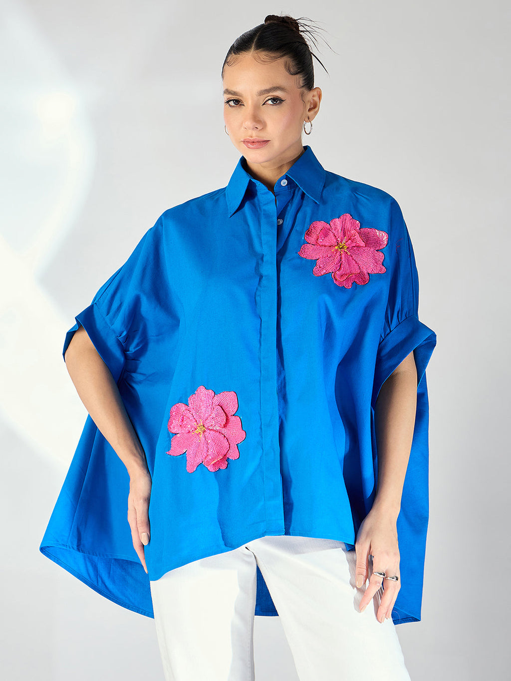 Antifit Embellished Pure Cotton Shirt - Pinkkup