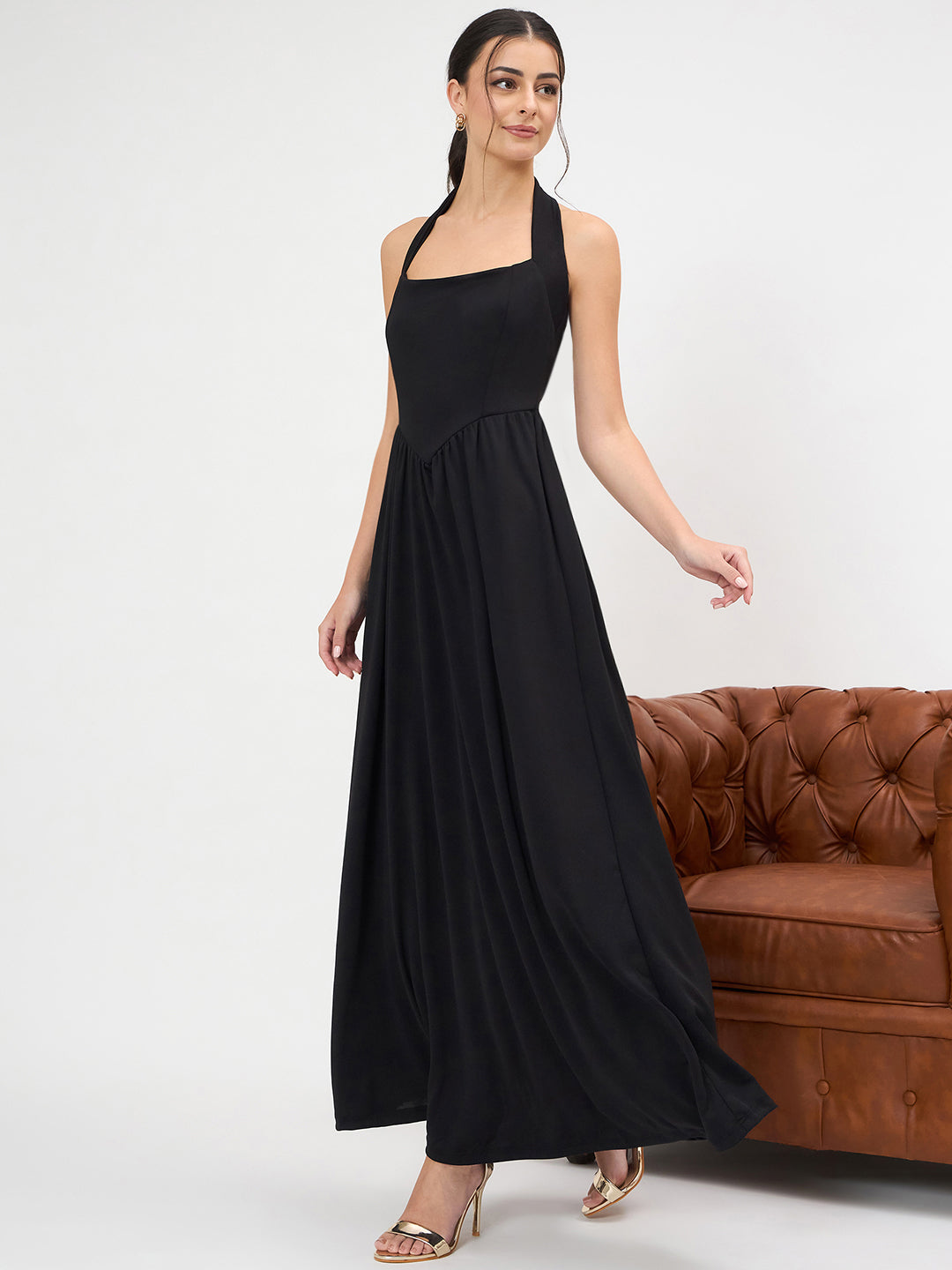 Stretchable Halter Neck Maxi Dress