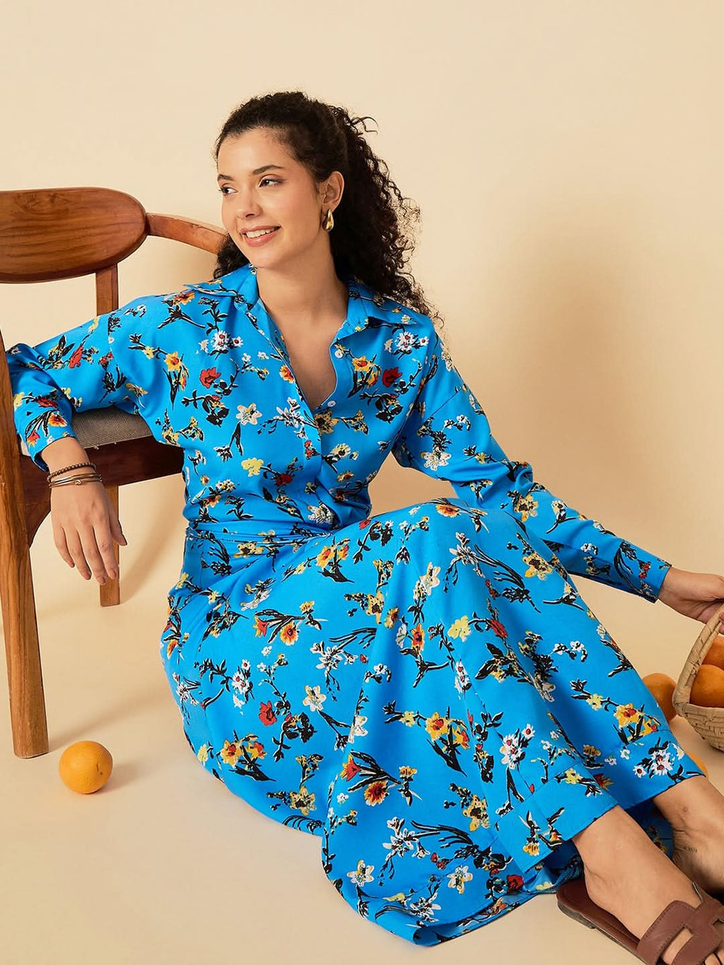Printed Shirt with Front Twist Skirt Co-ord Set