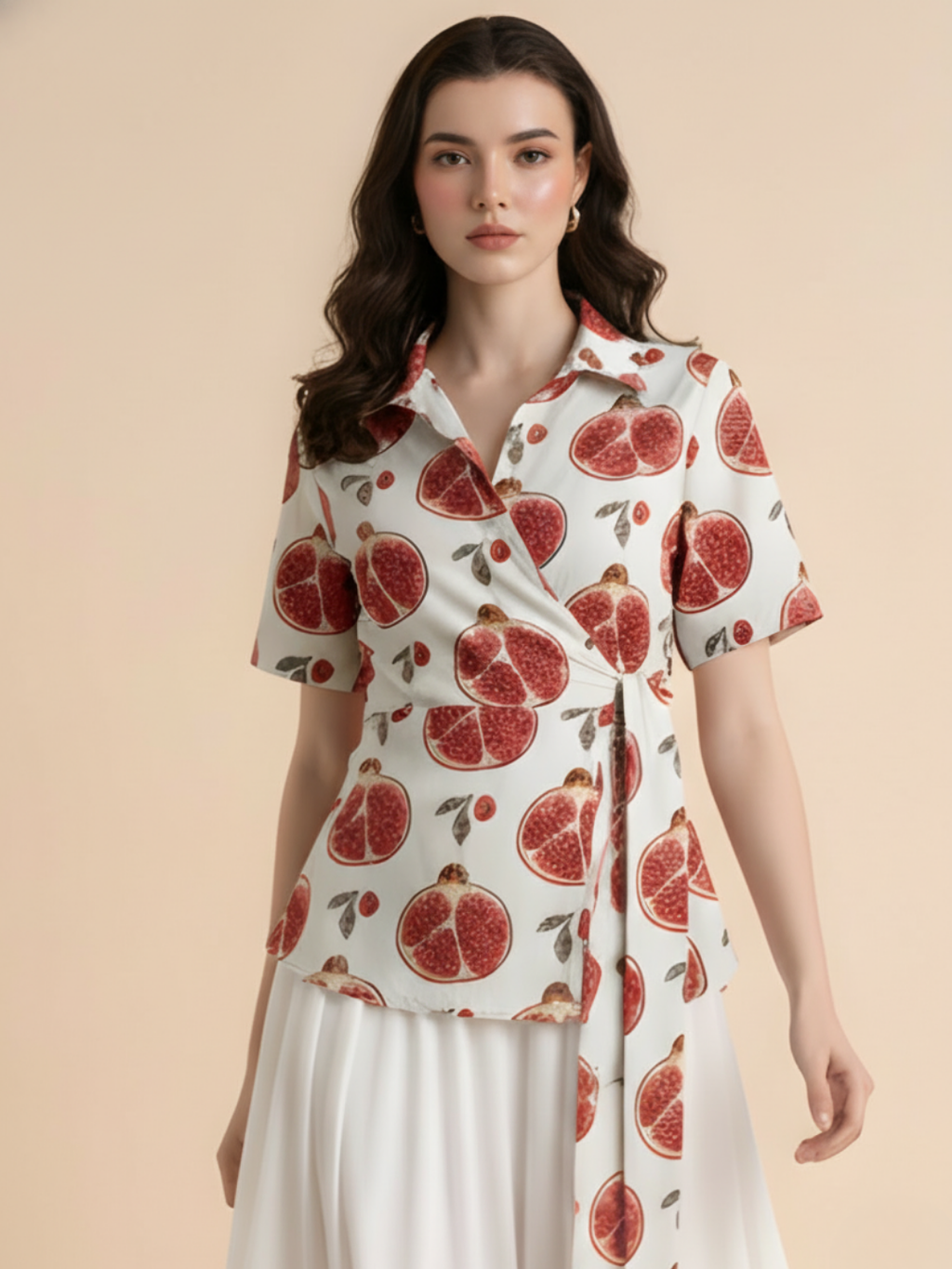 Pure Cotton Waist Tie-Up Shirt - Pinkkup