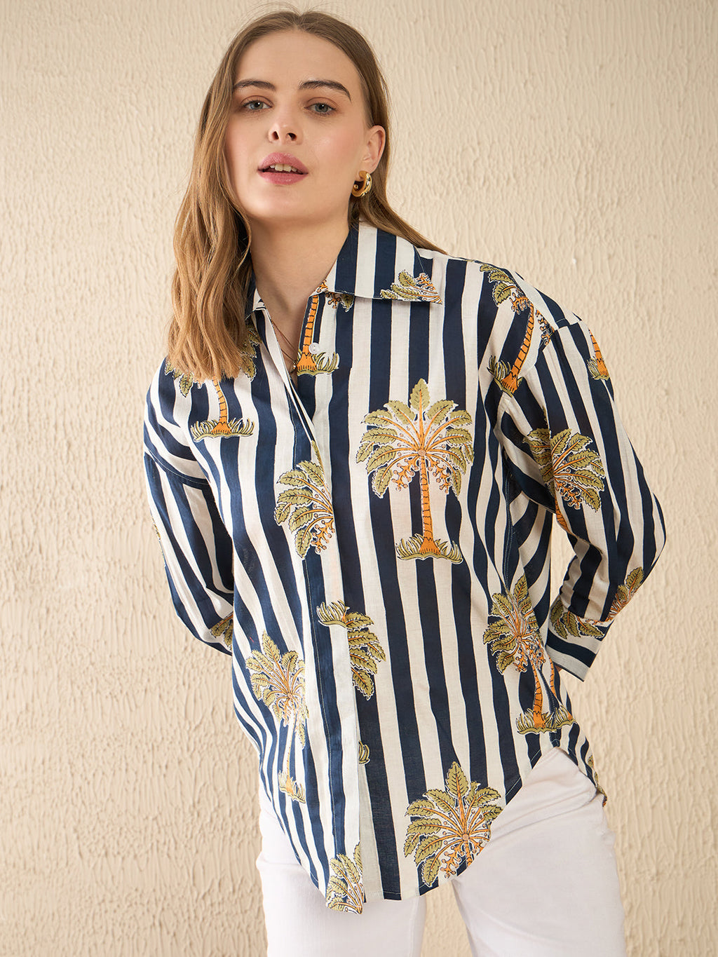 Printed Asymmetrical Cotton Shirt