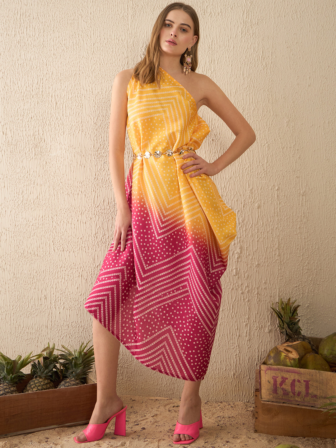 Asymmetric One-Shoulder Crepe Dress