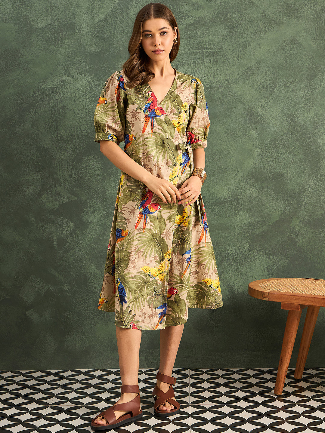 Pure Cotton Wrap Midi Dress