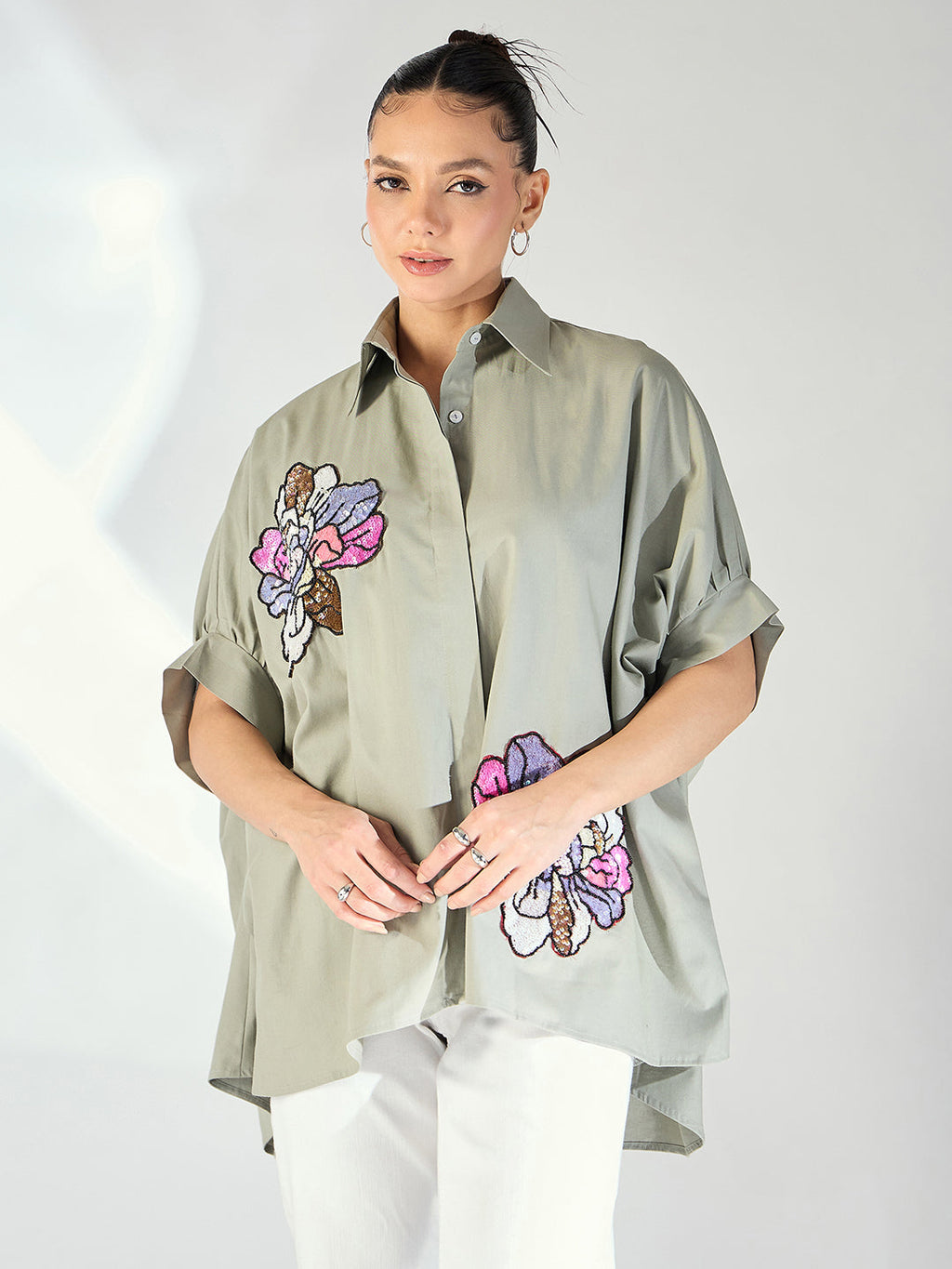 Antifit Embellished Pure Cotton Shirt