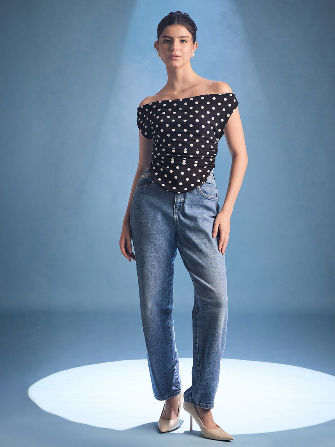 Stretchable Cotton Draped Crop Top