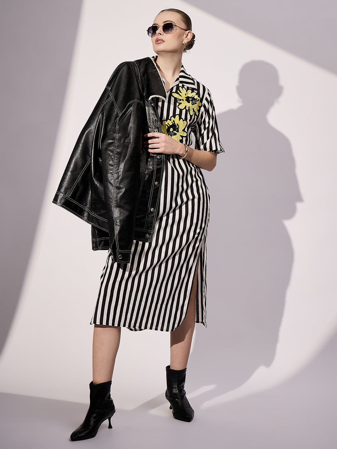 Cotton Sequinned Midi Dress
