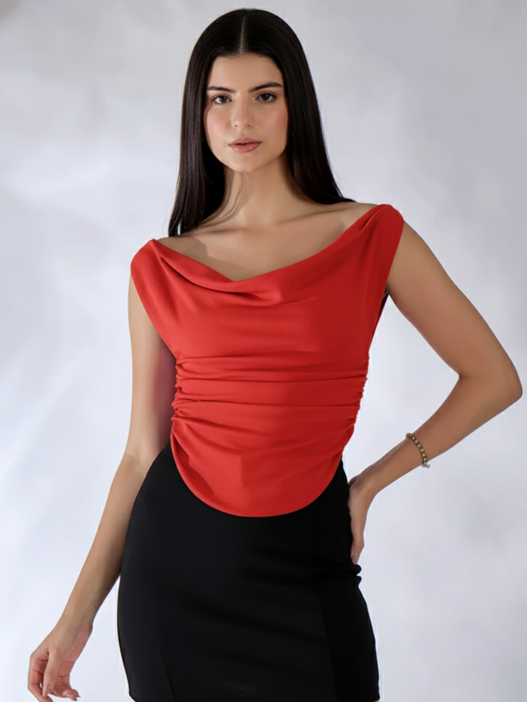 Stretchable Cotton Draped Crop Top