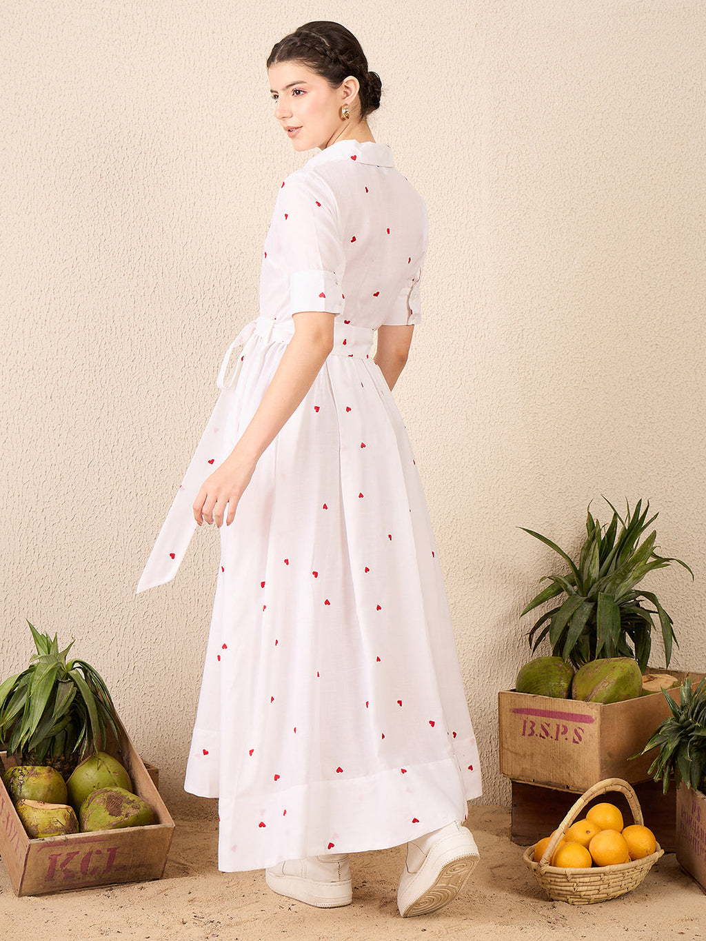 Linen Buttoned Down Shirt Dress With Belt (with Lining)