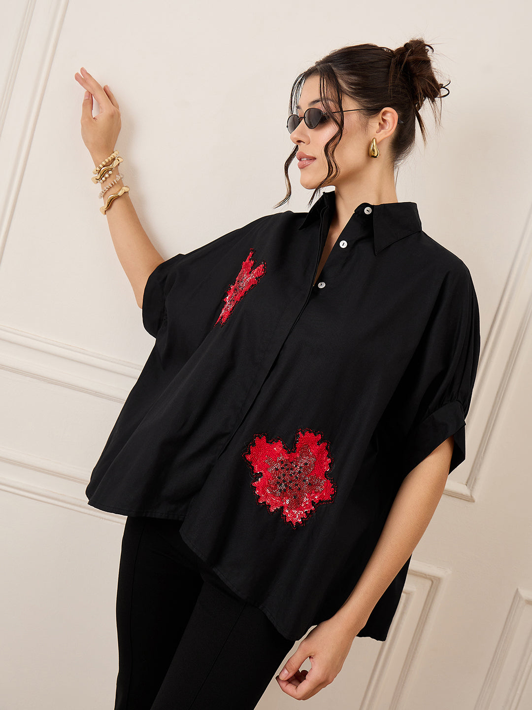 Antifit Embellished Pure Cotton Shirt - Pinkkup