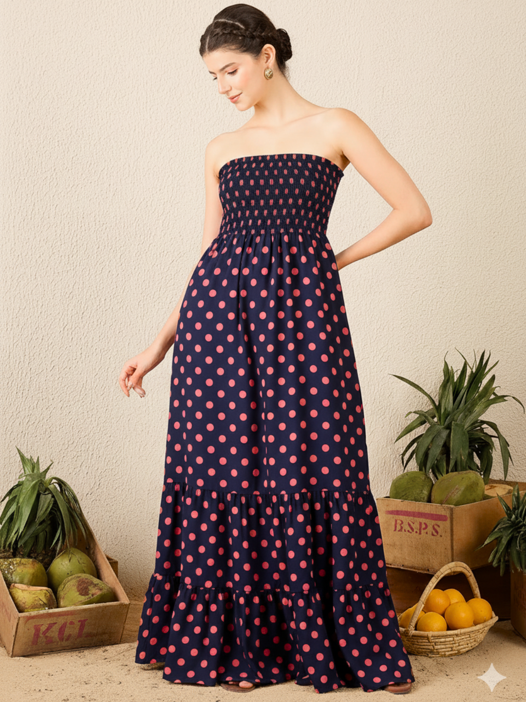 Strapless Smocked Maxi Dress