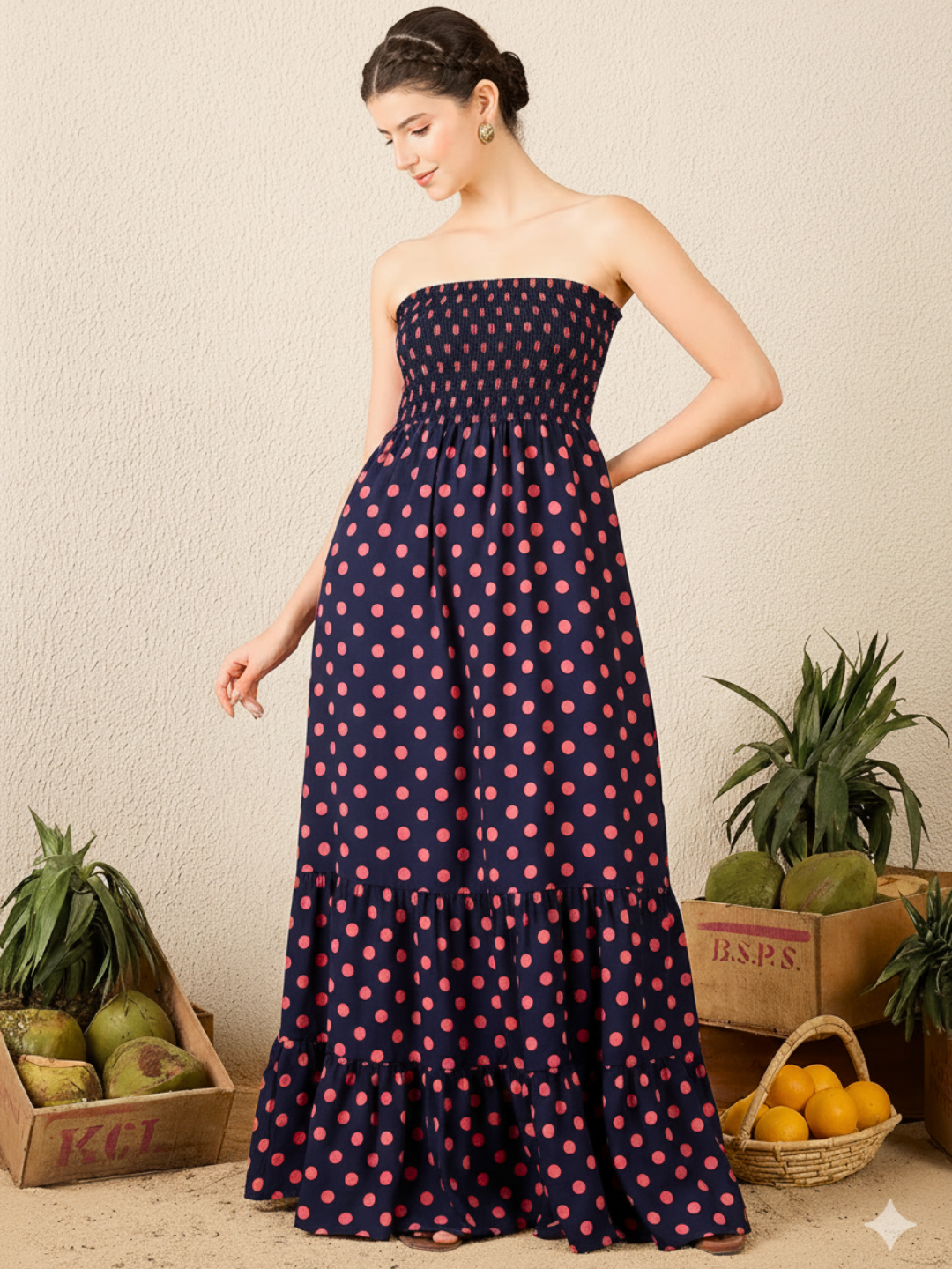 Strapless Smocked Maxi Dress