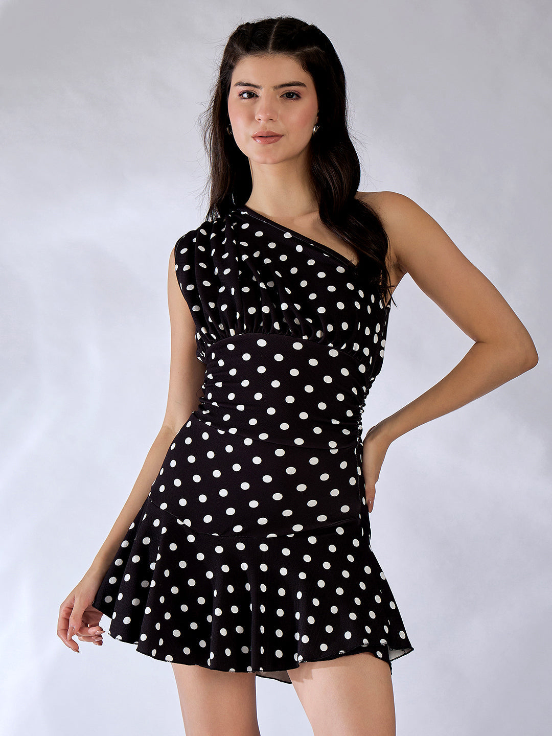 Stretchable Mini Dress With In-Built Shorts