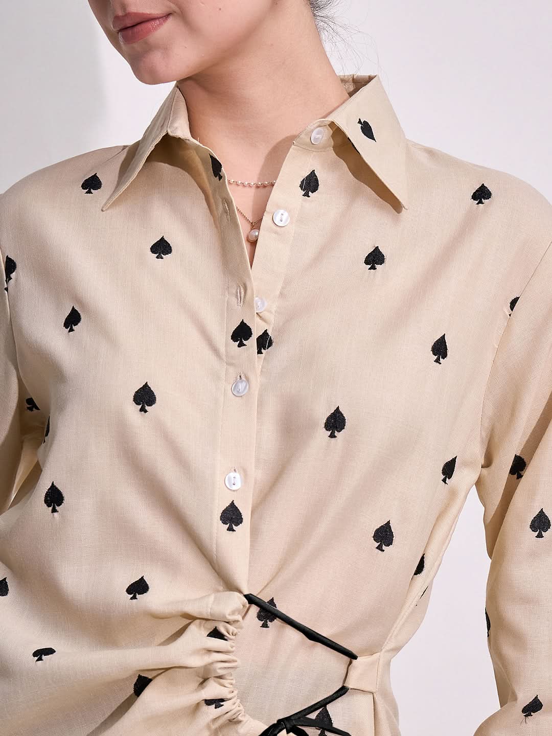 Side Tie-Up Linen Shirt