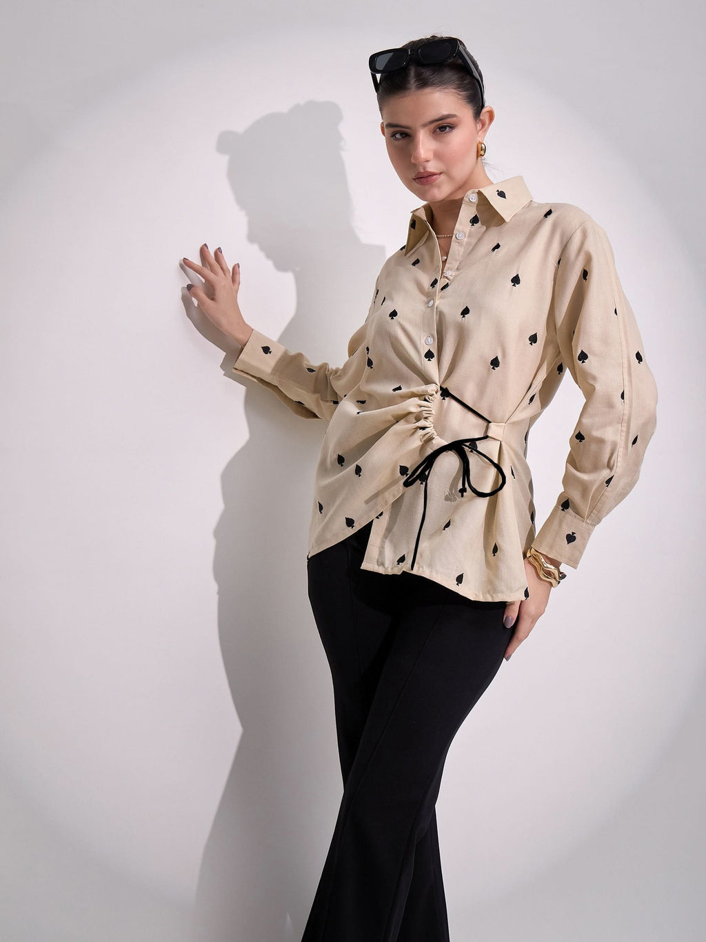 Side Tie-Up Linen Shirt