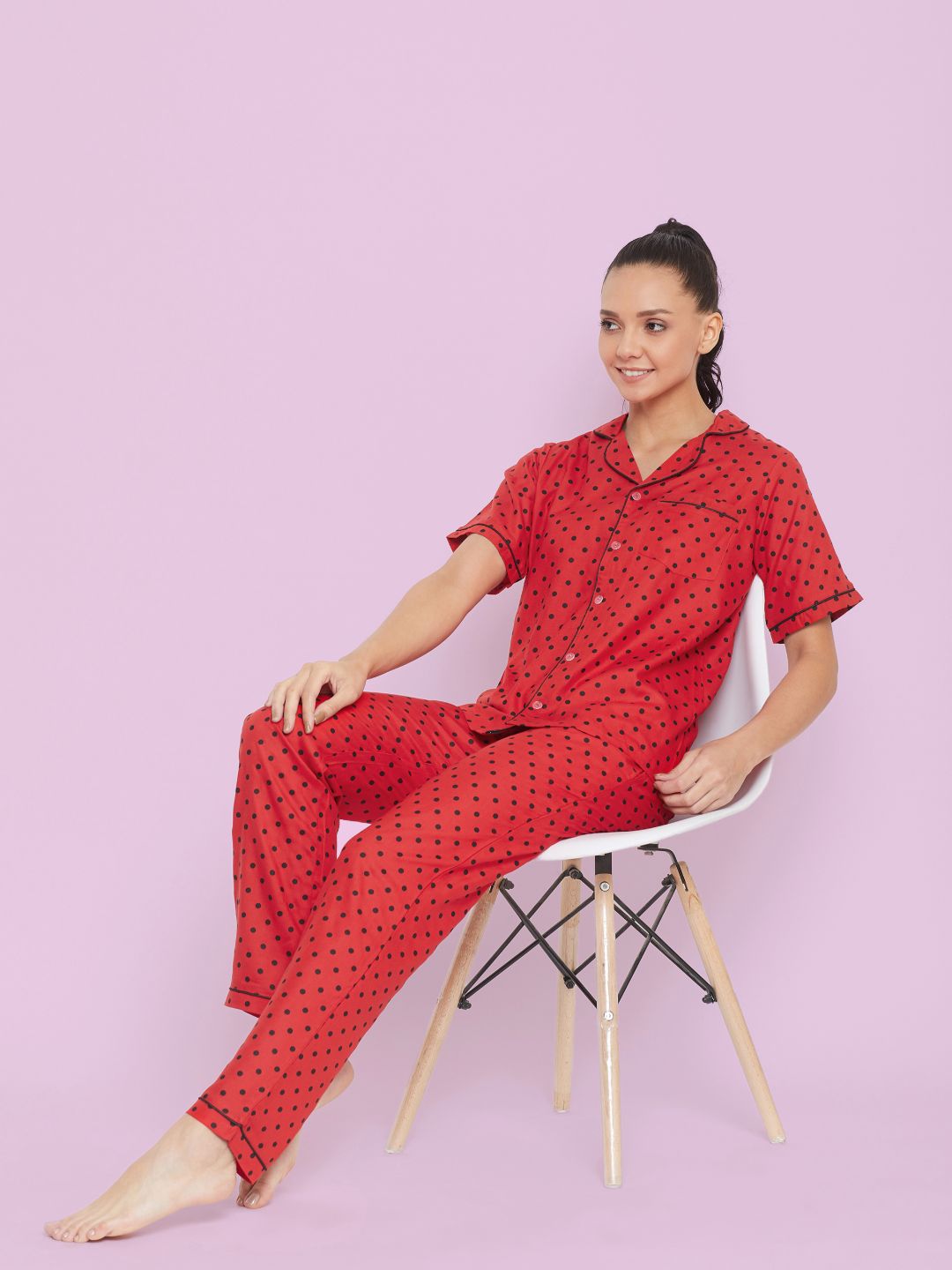 Printed Cotton Night Suit - Pinkkup