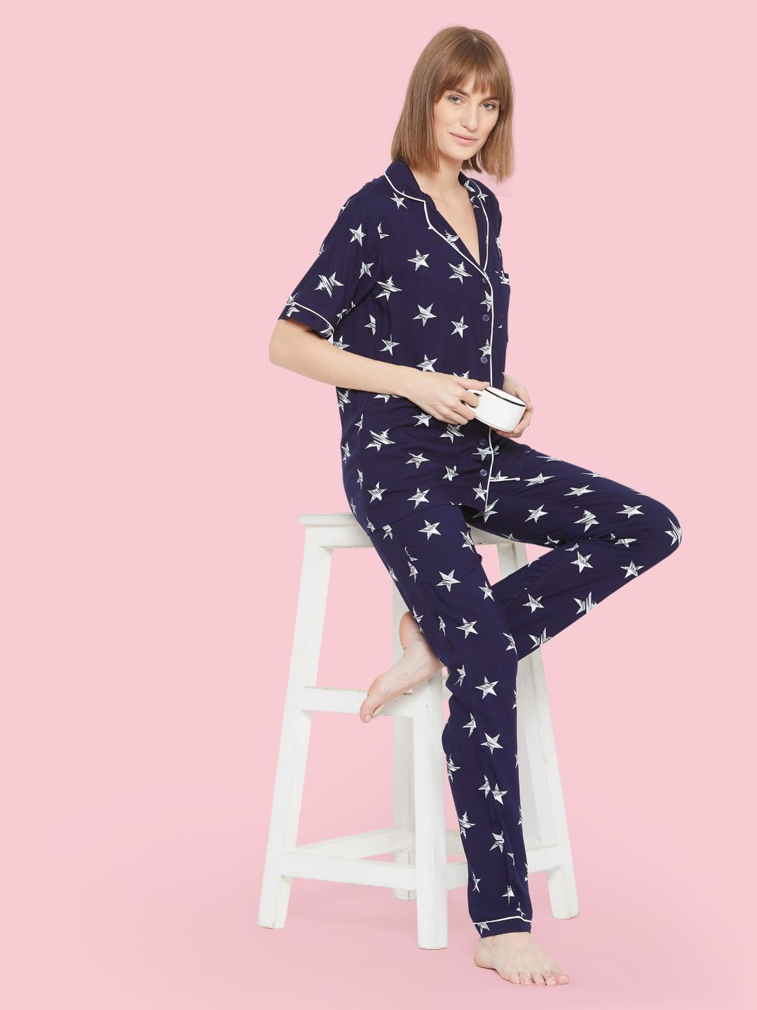 Printed Cotton Night Suit - Pinkkup
