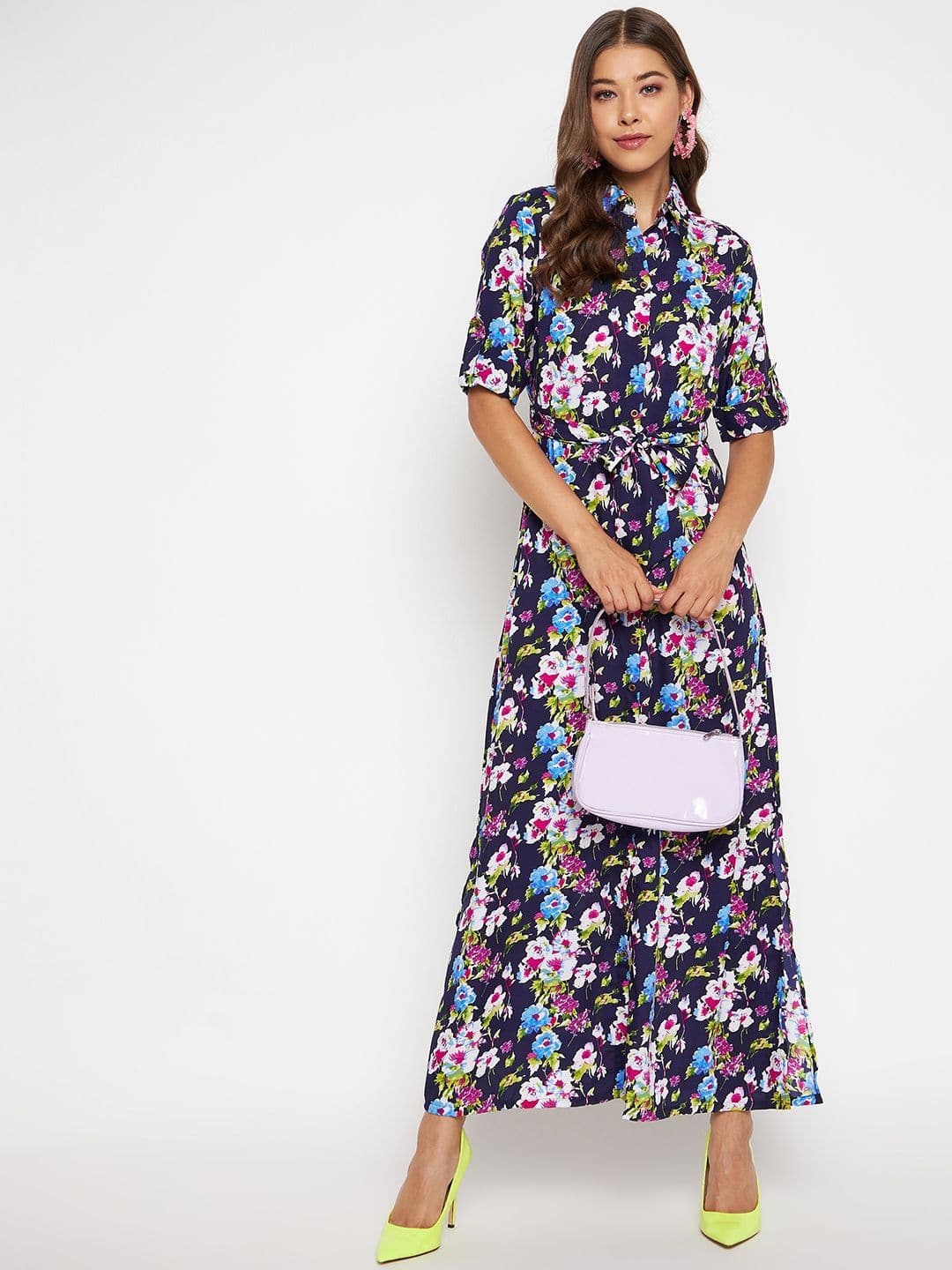 Collar Buttoned Down Shirt Maxi Dress