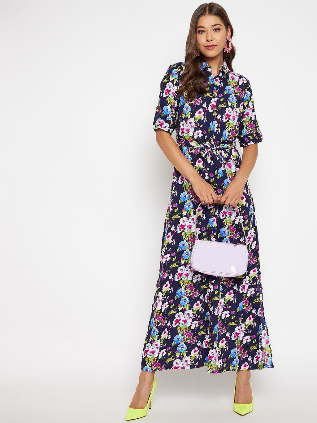 Collar Buttoned Down Shirt Maxi Dress