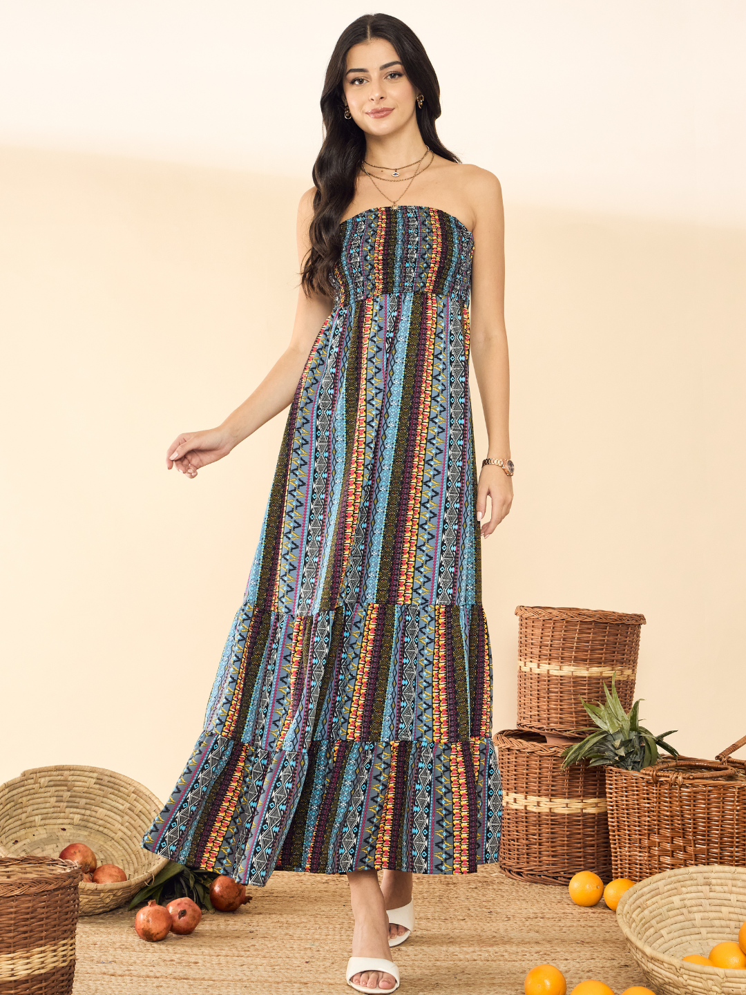 Strapless Smocked Maxi Dress - Pinkkup