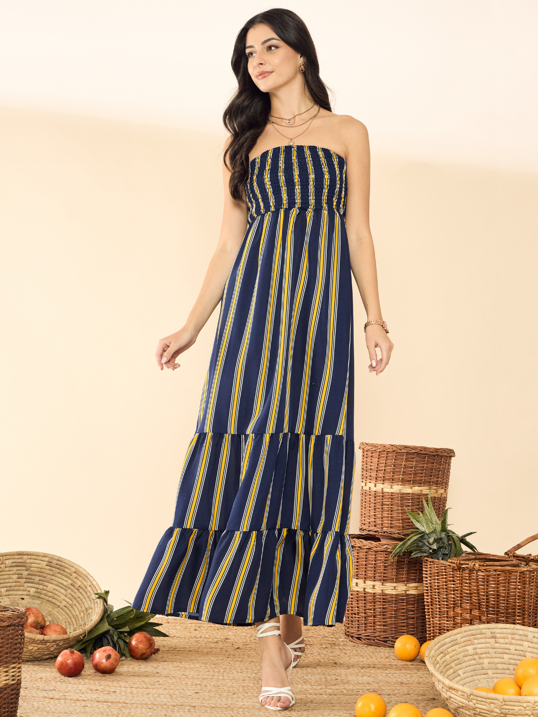 Strapless Smocked Maxi Dress - Pinkkup