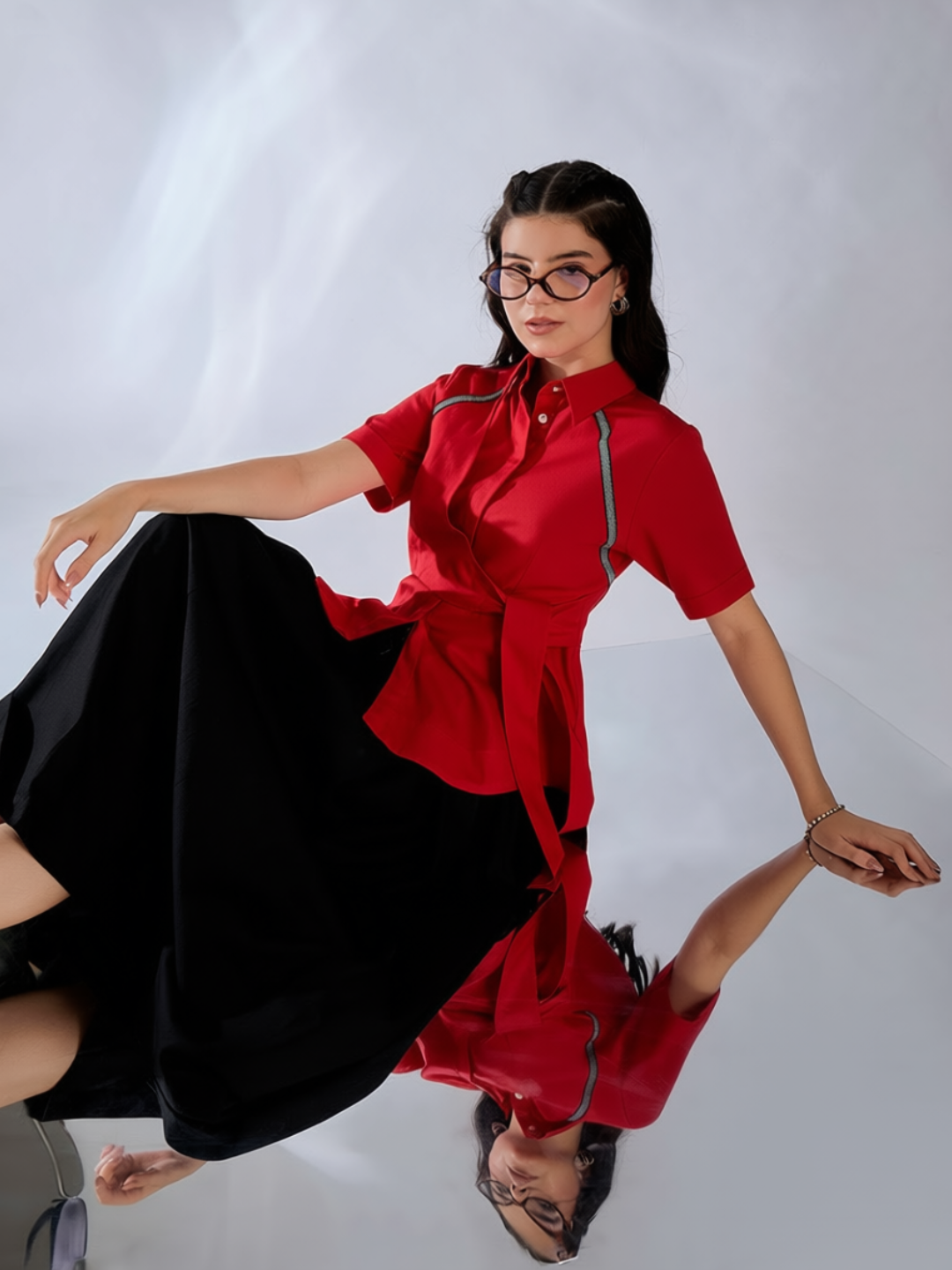 Pure Cotton Waist Tie-Up Shirt