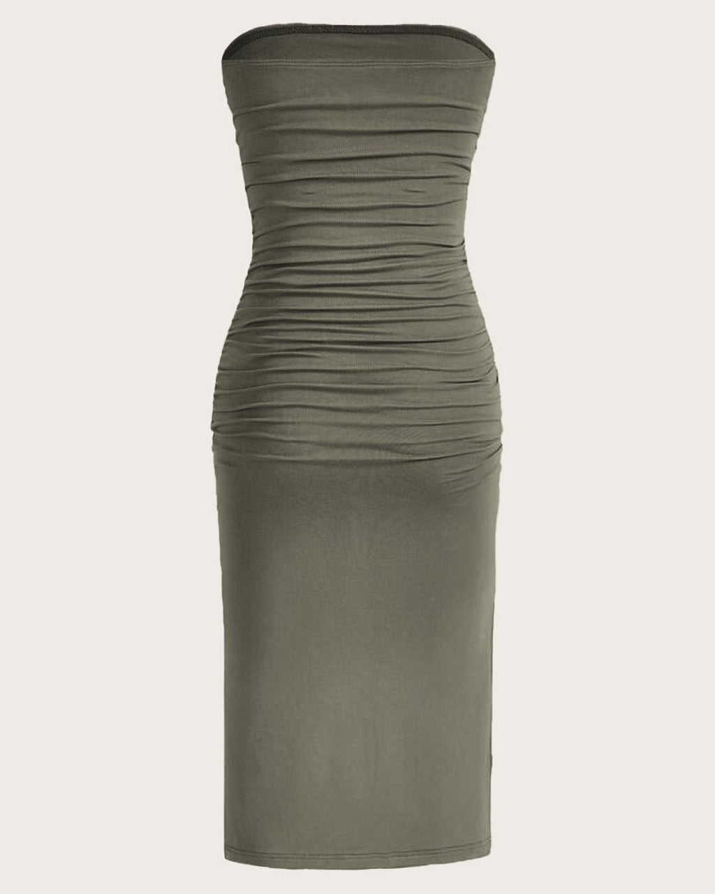 Ruched Strapless Bodycon Tube Dress In Green