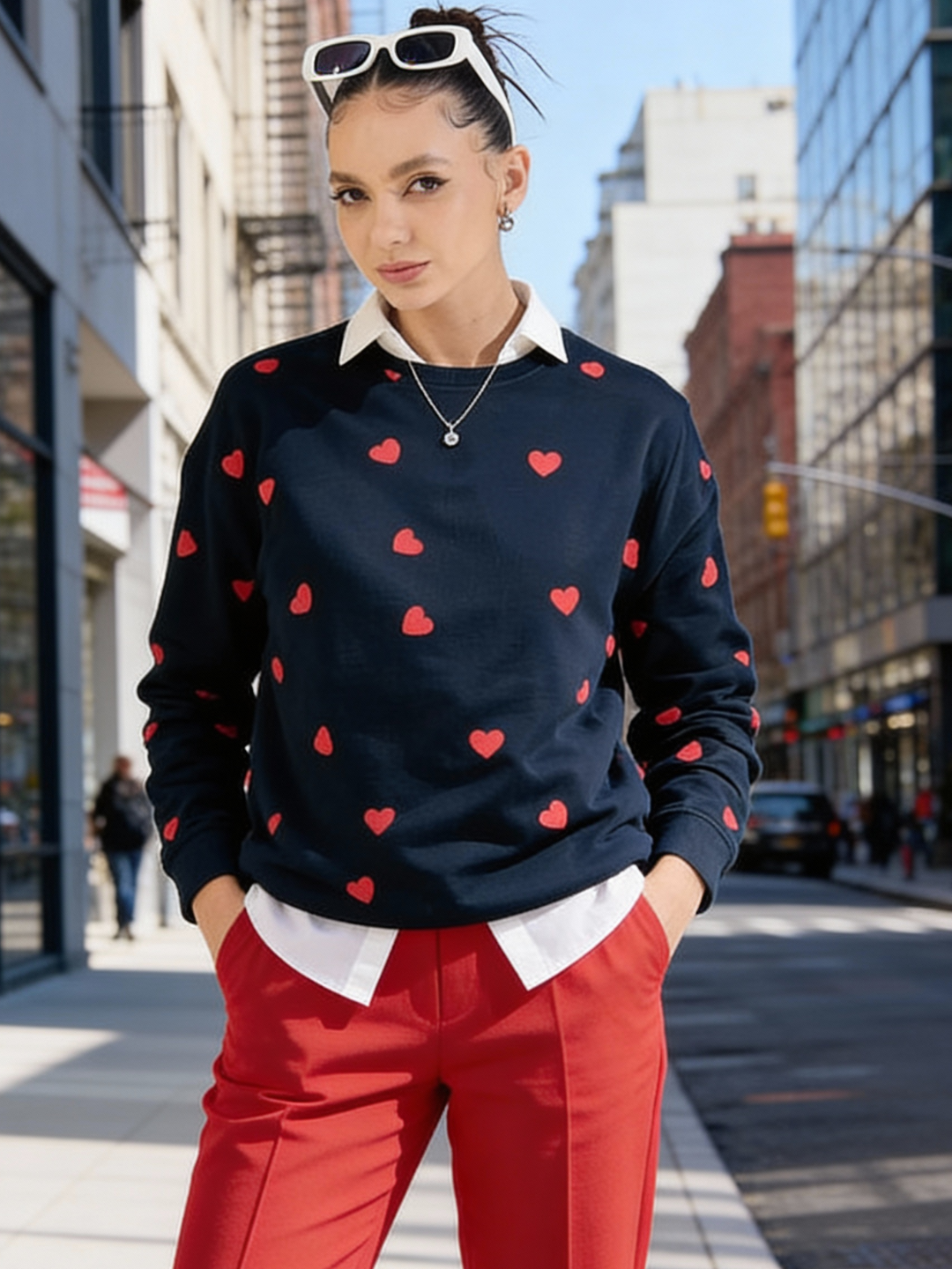 Cloud Printed Cotton Sweatshirt - Pinkkup