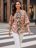 Printed Tie-Up Cotton Shirt - Pinkkup