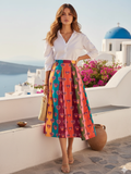 Box Pleated Linen Midi Skirt - Pinkkup