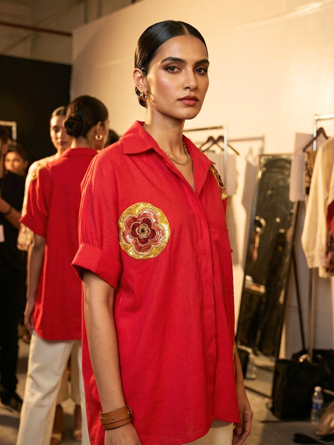 Antifit Embellished Pure Cotton Shirt - Pinkkup