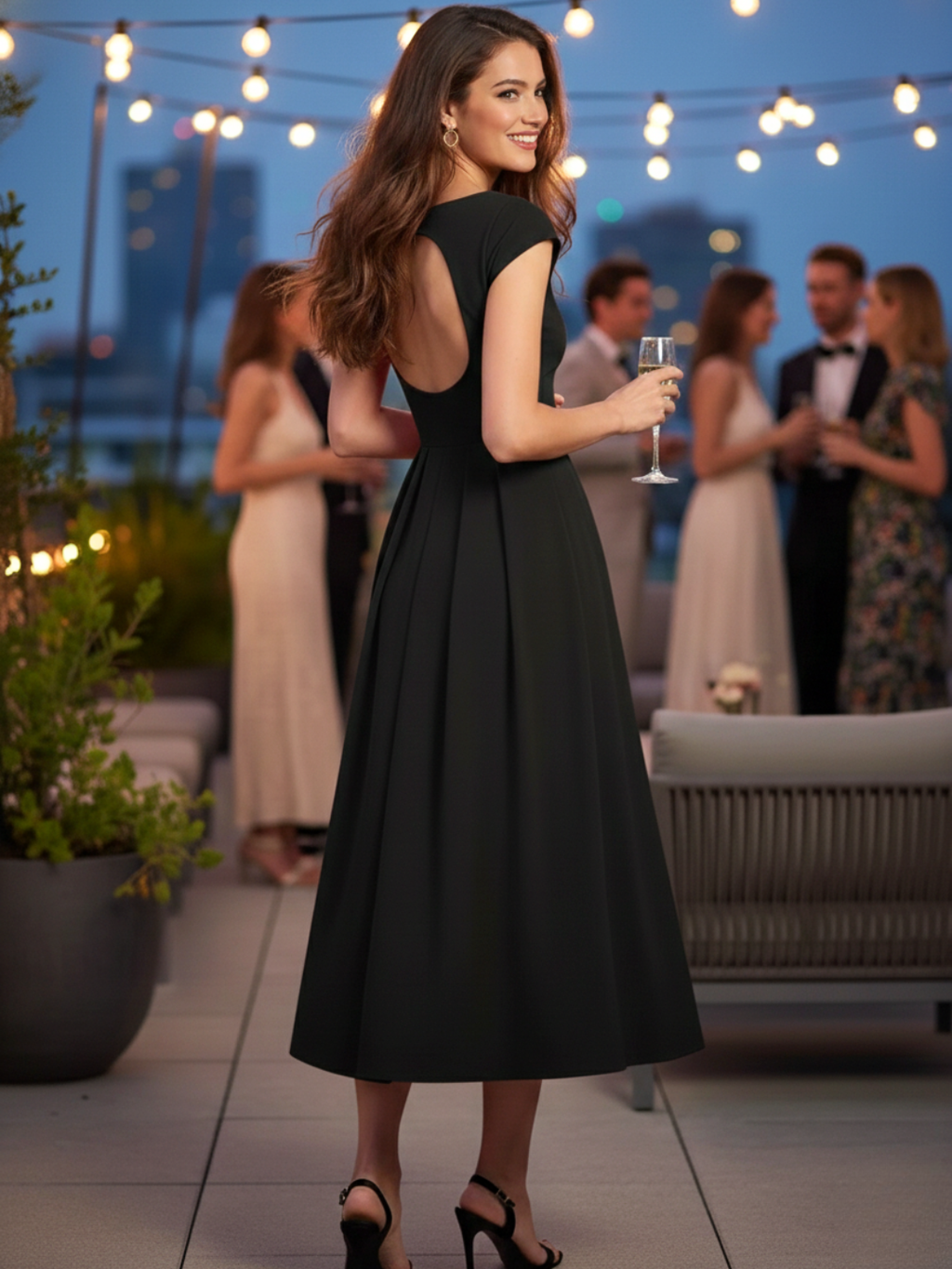 Stretchable Backless Midi Dress - Pinkkup