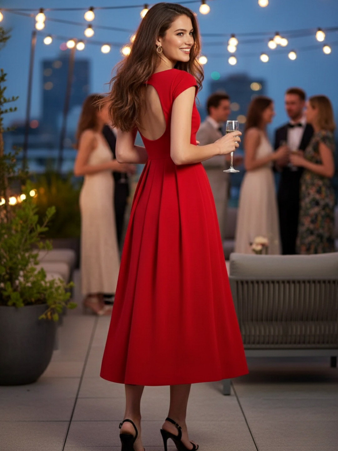 Stretchable Backless Midi Dress - Pinkkup
